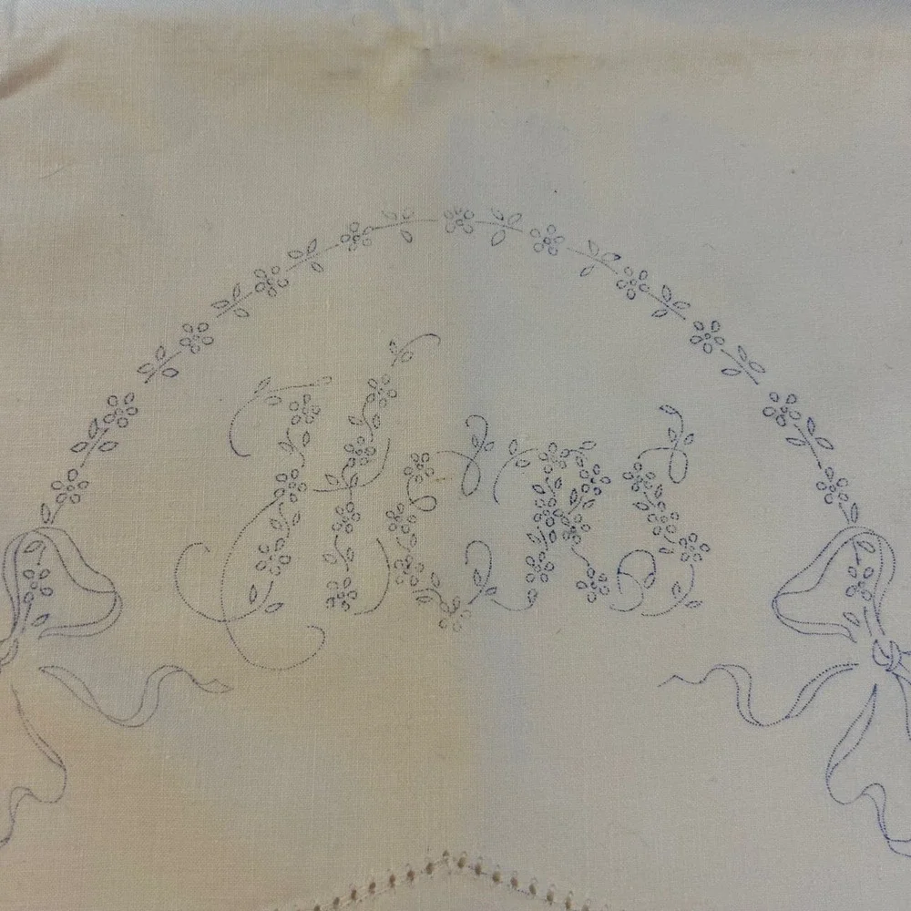 Vintage‎ His & Hers Stamped Pillow Tubing To Embroider 64x21 #1018 NOSWT